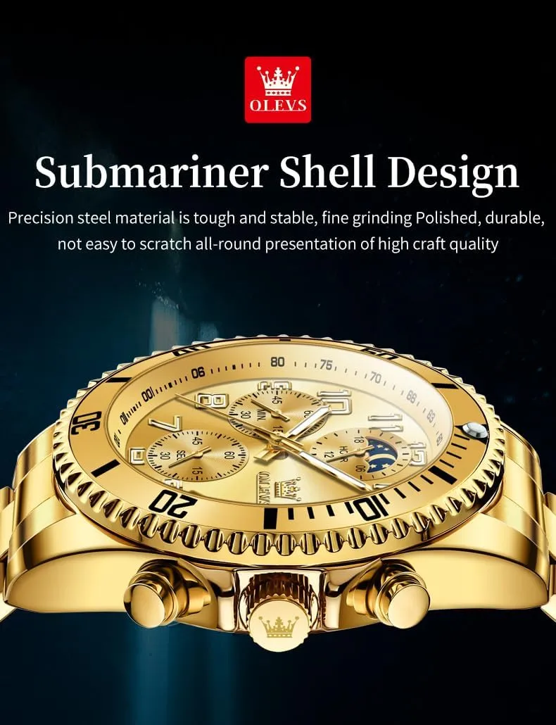 Stainless Steel Waterproof Date Analog Quartz Watches Fashion nouveau BusinessWrist Watches for Men�� OLEVS Mens Watches Big Face 