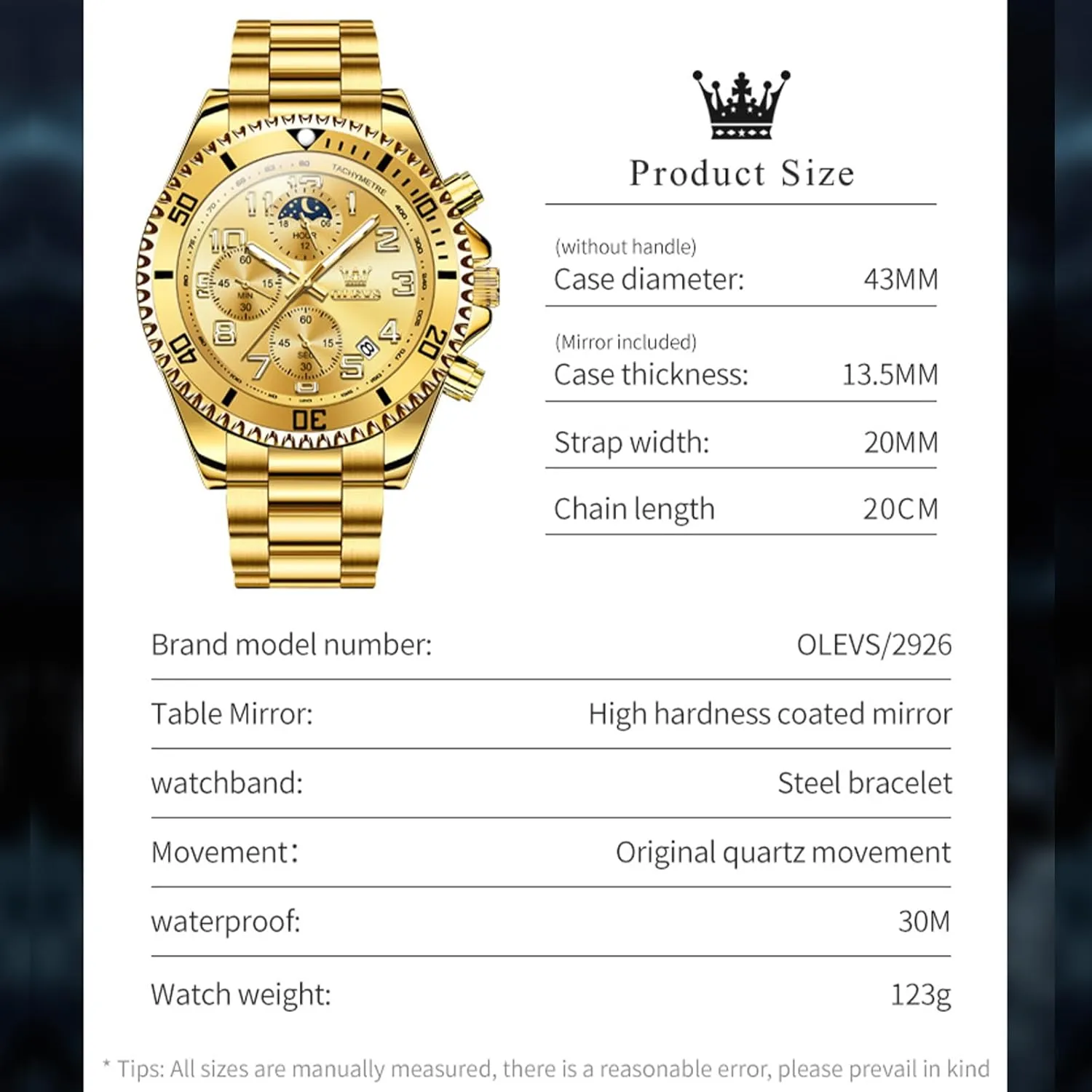 Stainless Steel Waterproof Date Analog Quartz Watches Fashion nouveau BusinessWrist Watches for Men�� OLEVS Mens Watches Big Face 