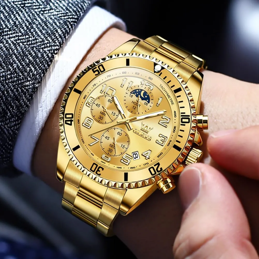 Stainless Steel Waterproof Date Analog Quartz Watches Fashion nouveau BusinessWrist Watches for Men�� OLEVS Mens Watches Big Face 