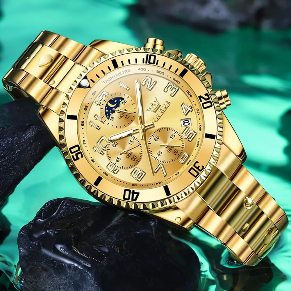 Stainless Steel Waterproof Date Analog Quartz Watches Fashion nouveau BusinessWrist Watches for Men�� OLEVS Mens Watches Big Face 