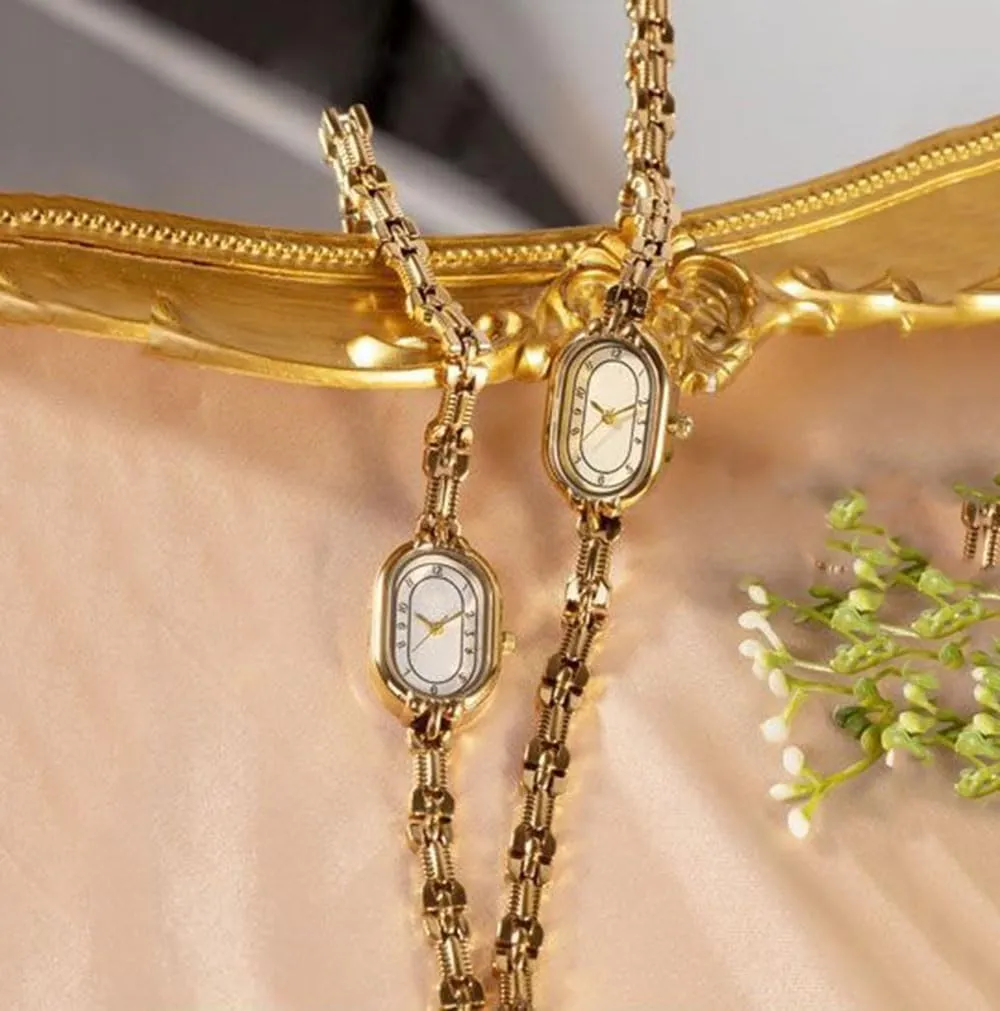 Stainless Steel Waterproof Fashion Ladies Dress Quartz Watch ADSBIAOYE Gold Watches for alumina magnetic patrol urn Women Dainty Vintage Oval Small Bracelet Watch 