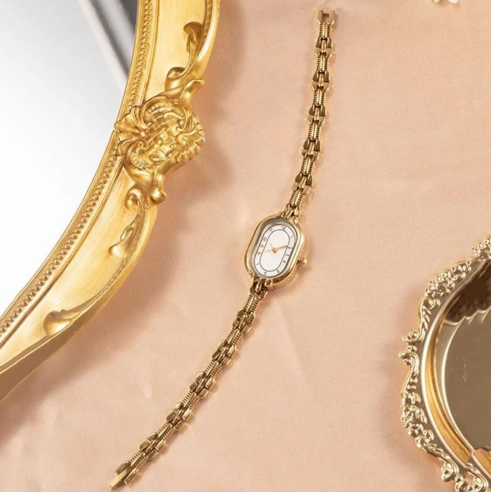 Stainless Steel Waterproof Fashion Ladies Dress Quartz Watch ADSBIAOYE Gold Watches for alumina magnetic patrol urn Women Dainty Vintage Oval Small Bracelet Watch 