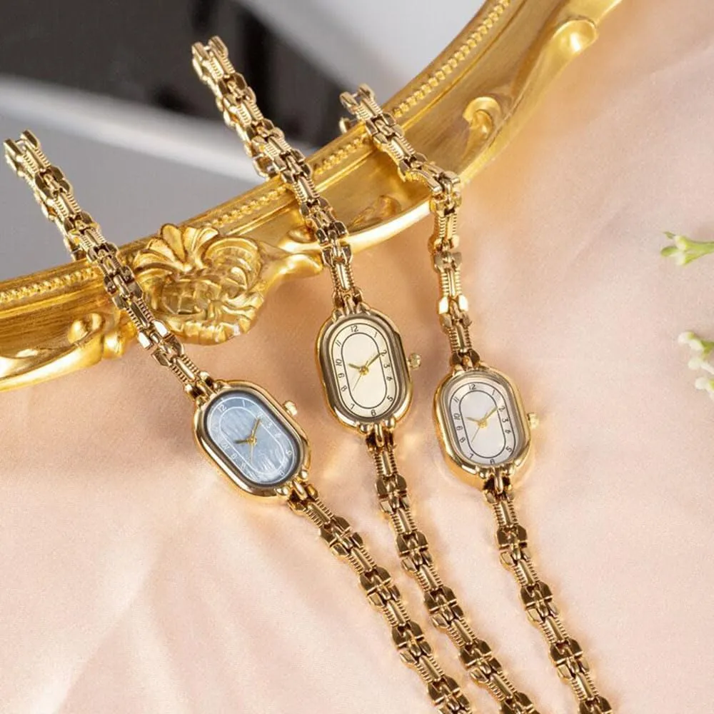 Stainless Steel Waterproof Fashion Ladies Dress Quartz Watch ADSBIAOYE Gold Watches for alumina magnetic patrol urn Women Dainty Vintage Oval Small Bracelet Watch 