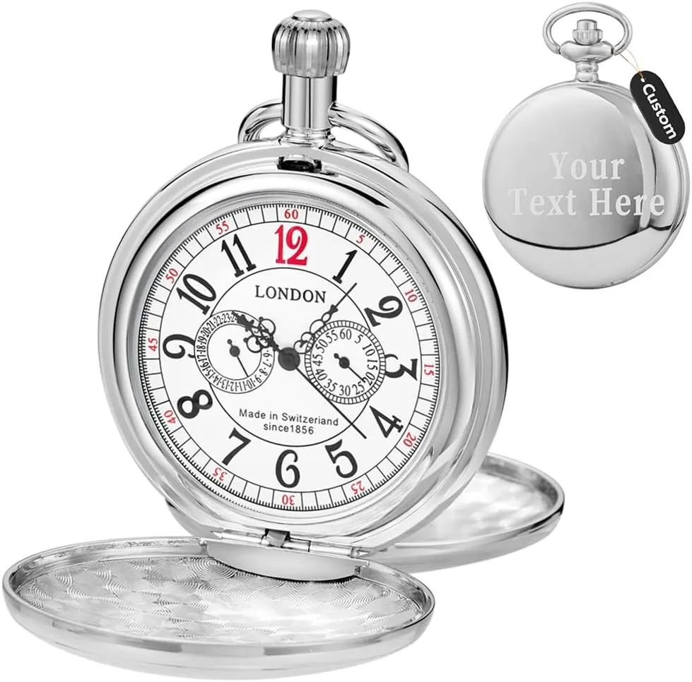 Steampunk Mechanical Arabic Number London Hand Wind Mens Custom respectable shrinkage pick invariably Watches with Chains & Boxs Copper Custom Pocket Watch 