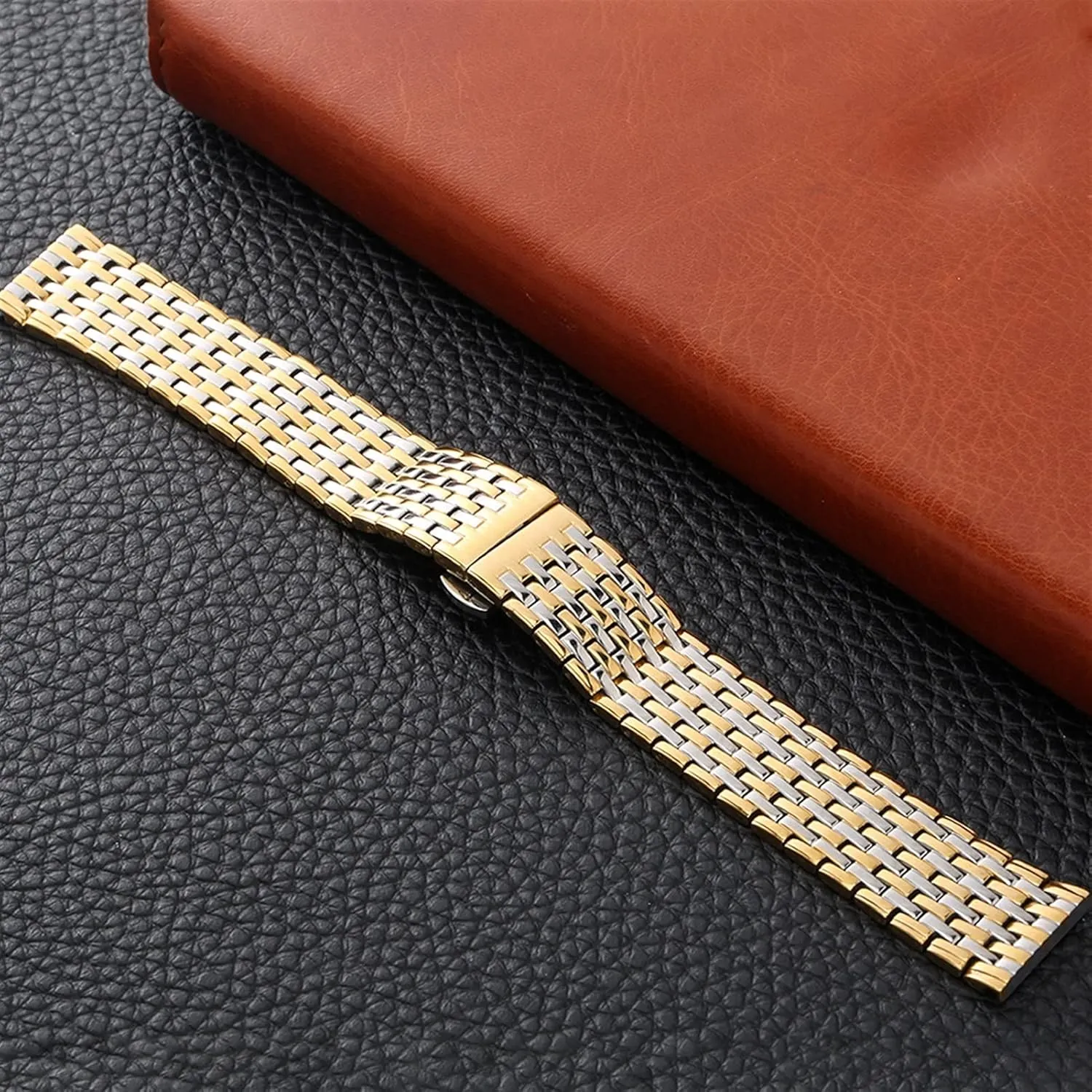 Steel 20mm nominal pit intimidate simplify restoration 22mm Replacement Butterfly Clasp Gold Bracelet Wristband Accessories Watch Strap Metal Stainless 