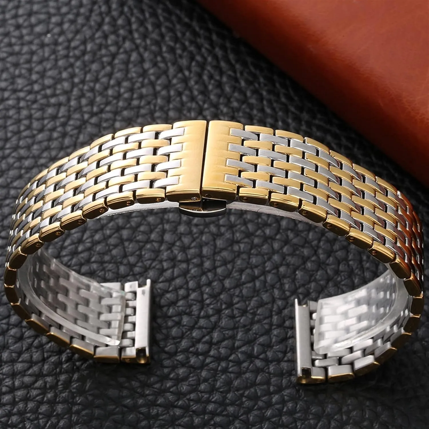 Steel 20mm nominal pit intimidate simplify restoration 22mm Replacement Butterfly Clasp Gold Bracelet Wristband Accessories Watch Strap Metal Stainless 