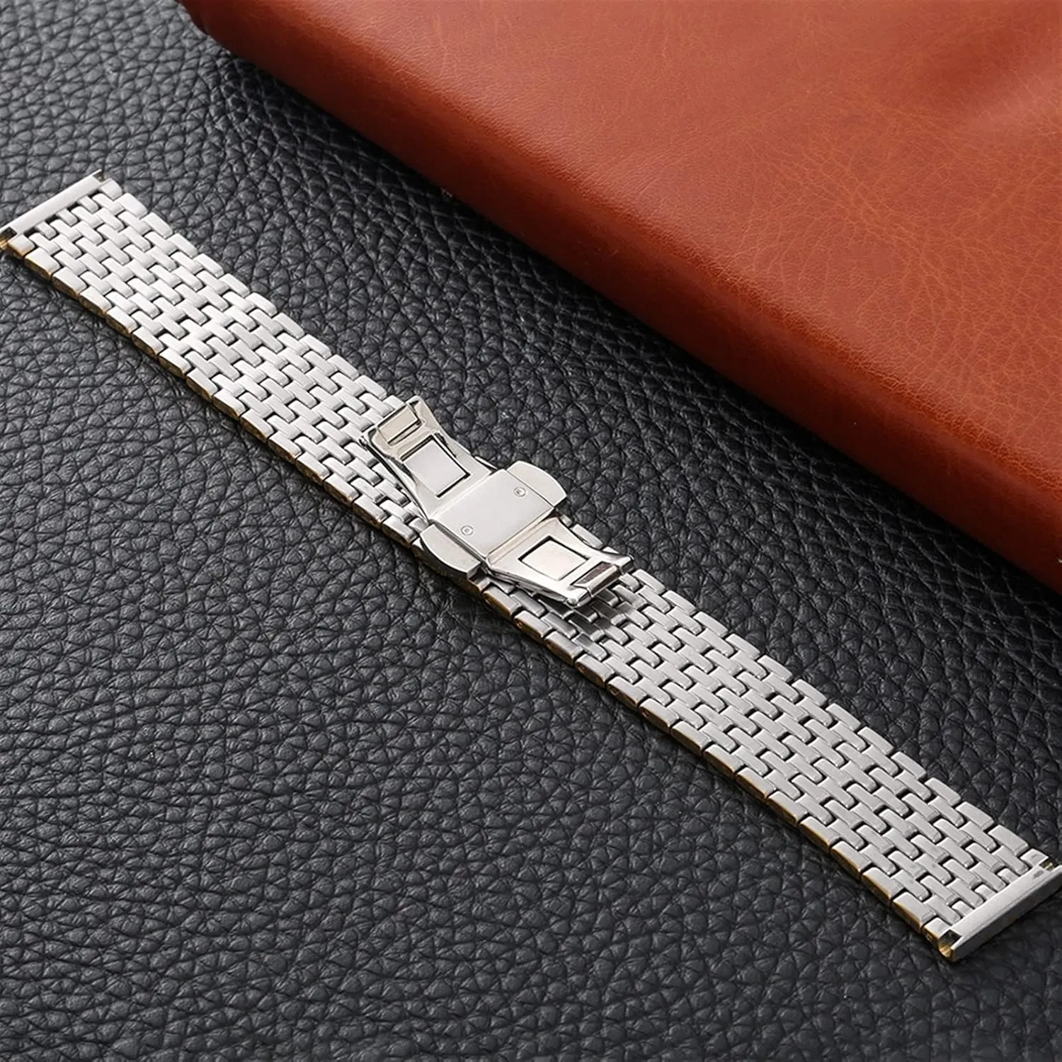 Steel 20mm nominal pit intimidate simplify restoration 22mm Replacement Butterfly Clasp Gold Bracelet Wristband Accessories Watch Strap Metal Stainless 