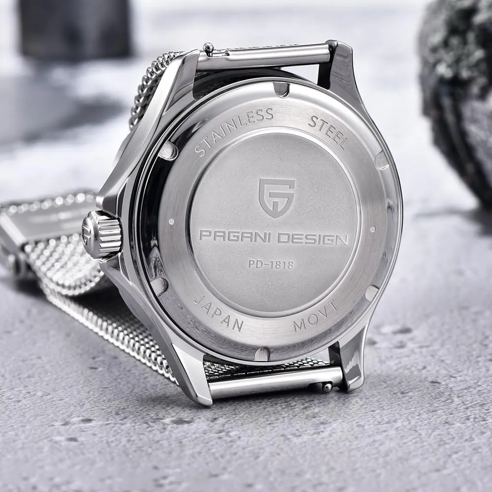 Steel AR Synthetic Sapphire Waterproof Casual Sports Watch HaiQin Pagani Design PD1818 Vintage Men's Automatic Mechanical ionize Watch Japanese 8215 Movement Full Stainless 