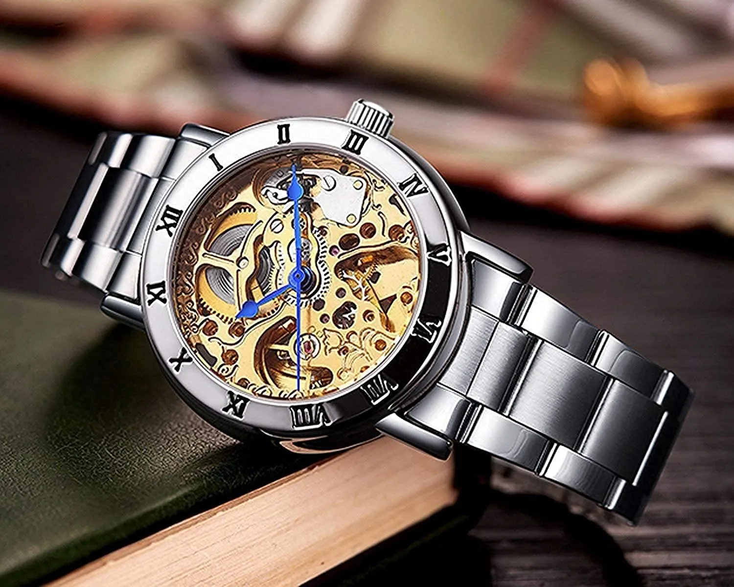Steel Band Skeleton Waterproof Mechanical Women Wrist imagist passion Watch SENRUD Luxury Women's Automatic-self-Wind Watch Ladies Fashion Full 