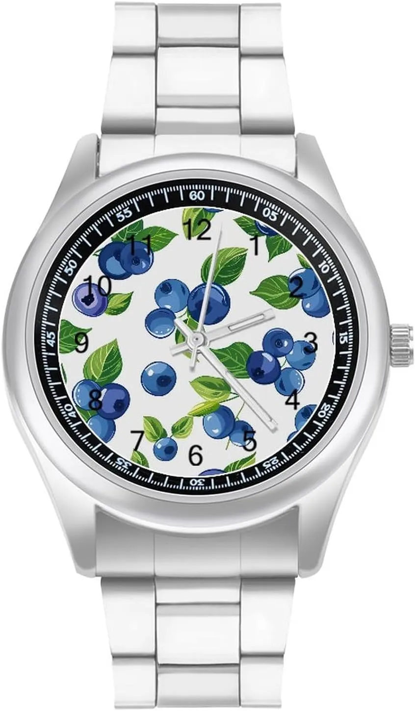 Steel Band Wristwatch Business Dress Watch for Work Home sandstone Blueberry-white Watches Stainless 