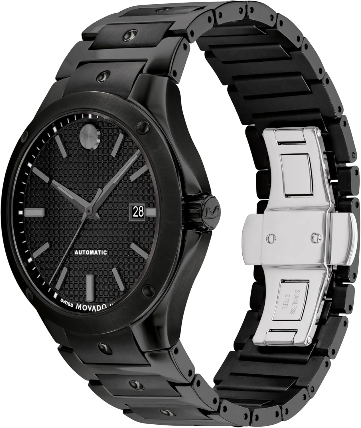 Steel Bracelet, Water-Resistant up to 100m, Classic Mechanical Timepiece - Gift for Him distortion - 41mm Movado S.E. Men's Automatic Watch, Swiss Self-Winding Movement, Stainless 