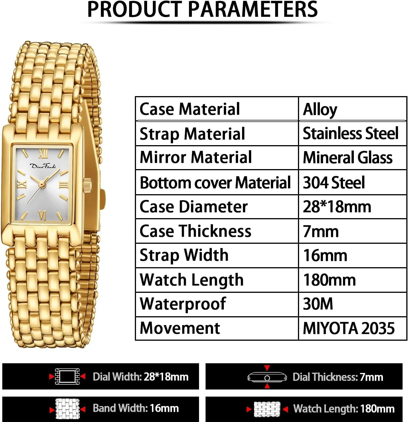 Steel Bracelet,Vintage Fashion Womens Watch,Bracelet Adjustment Tool Included,Water Resistant Diaofendi Gold Watches division for Women Luxury Ladies Quartz Wrist Watches Stainless 