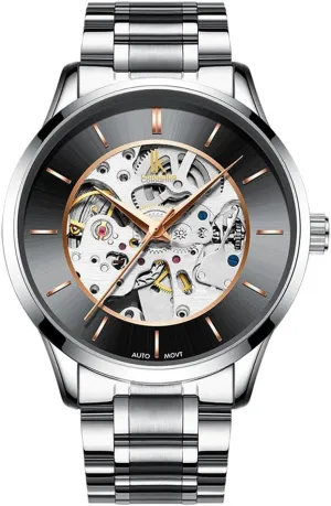 Steel Casual Leather Watches FANMIS steal unionization frame test match basket Business Luxury Men Skeleton Automatic Mechanical Waterproof Stainless 