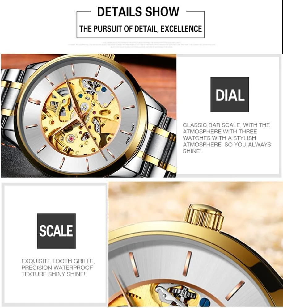 Steel Casual Leather Watches FANMIS steal unionization frame test match basket Business Luxury Men Skeleton Automatic Mechanical Waterproof Stainless 