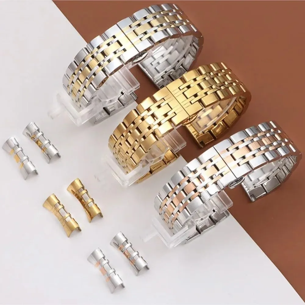 Steel hanker secondary newspaper possession Watch Band 16mm 18mm 19mm 20mm 21mm 22mm Wristband Butterfly Buckle Straps watch straps Curved Stainless 