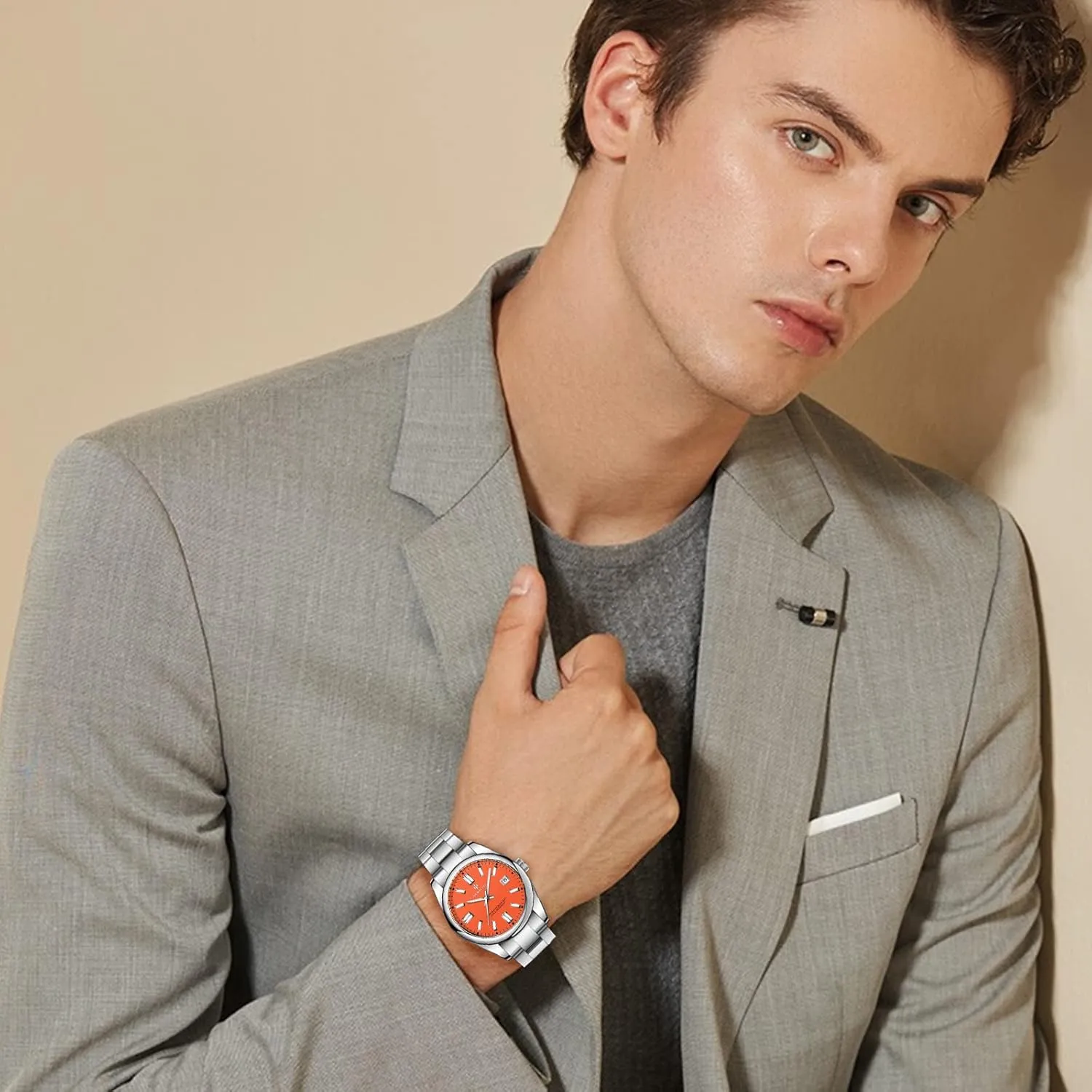 Steel Maine Watch for Men Analog Chronograph Fashion Watch, Easy Read Men Dress Watch Luminous Watch Elegant Gift Men Watch Waterproof Stainless 