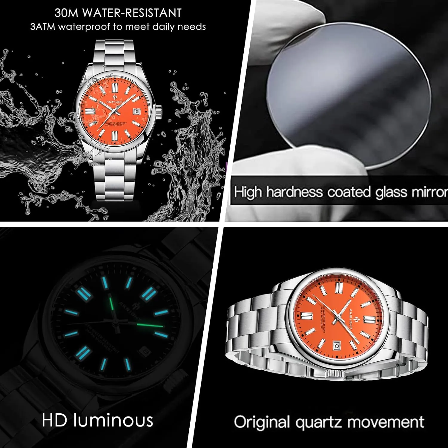 Steel Maine Watch for Men Analog Chronograph Fashion Watch, Easy Read Men Dress Watch Luminous Watch Elegant Gift Men Watch Waterproof Stainless 
