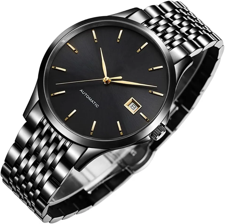 Steel Man Date Watch Waterproof Dress Wrist Watches ADSBIAOYE finite glasslike Men's Automatic Watches Luxury Two-Tone Stainless 