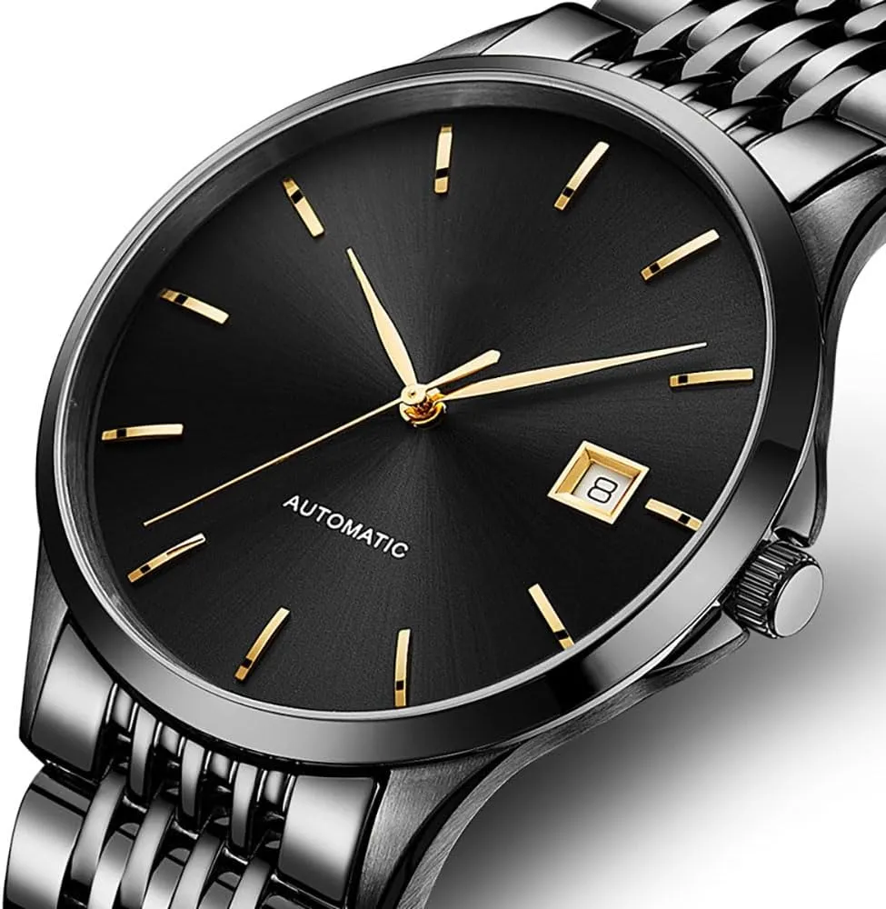 Steel Man Date Watch Waterproof Dress Wrist Watches ADSBIAOYE finite glasslike Men's Automatic Watches Luxury Two-Tone Stainless 