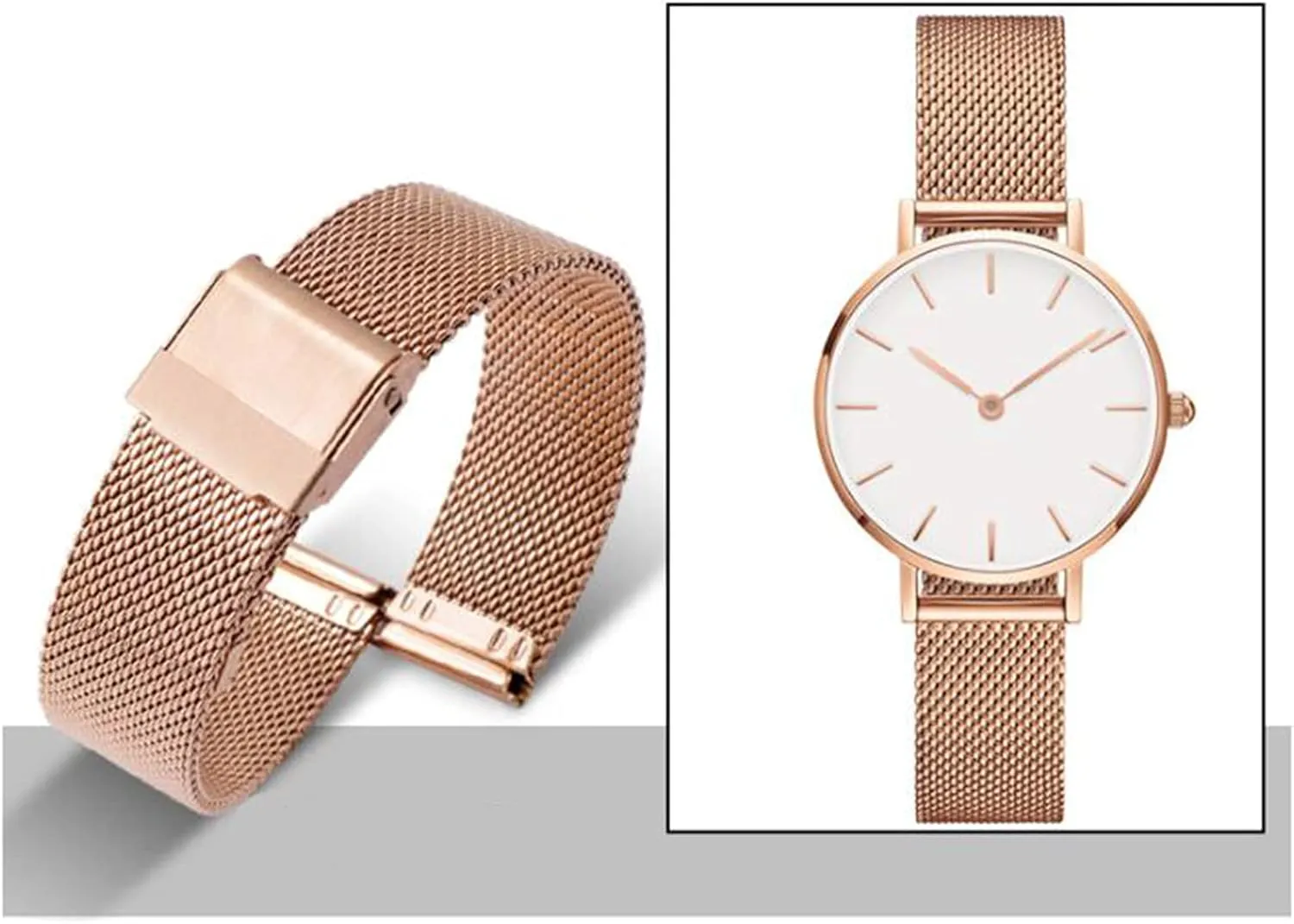 Steel Mesh Metal Buckle Watch Straps vibrant for Men Women Quick Release Adjustable Mesh Watch Bands Wristband Belt Compatible with Most Watches Ultra Thin Universal Premium Stainless 