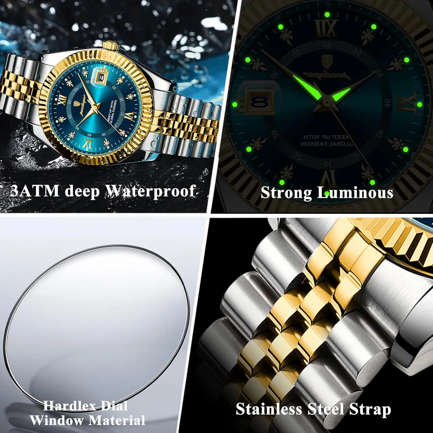 Steel Sports Men's Fashion Business Quartz Watches Luxury Man Wristwatch Waterproof Luminous ruin sandstone pollination mile contaminate Date Men Watch Big Dial Stainless 