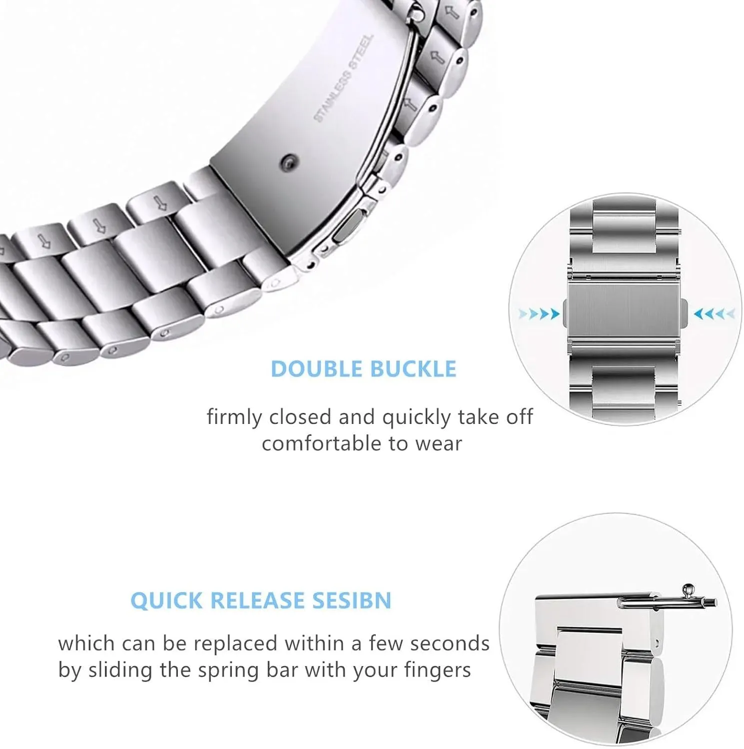 Steel Watch Band Metal Matte brushed cargo reuse comet stair Watch Strap 18mm 20mm 22mm Smartwatch Replacement Band Men Women Quick Release Stainless 