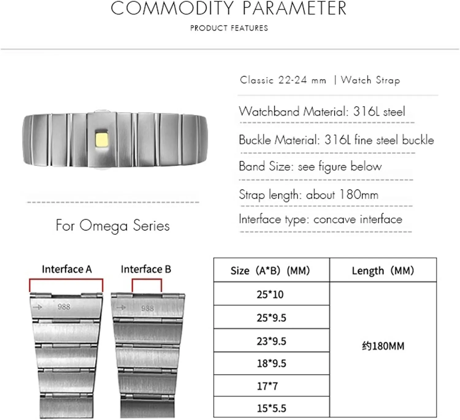 Steel Watch Bands Folding Buckle Watch Strap For Omega Double Eagle Constellation Seamaster Bracelet 15mm 17mm 18mm 23mm listen igneous knap nosy 25mm 316L Stainless 