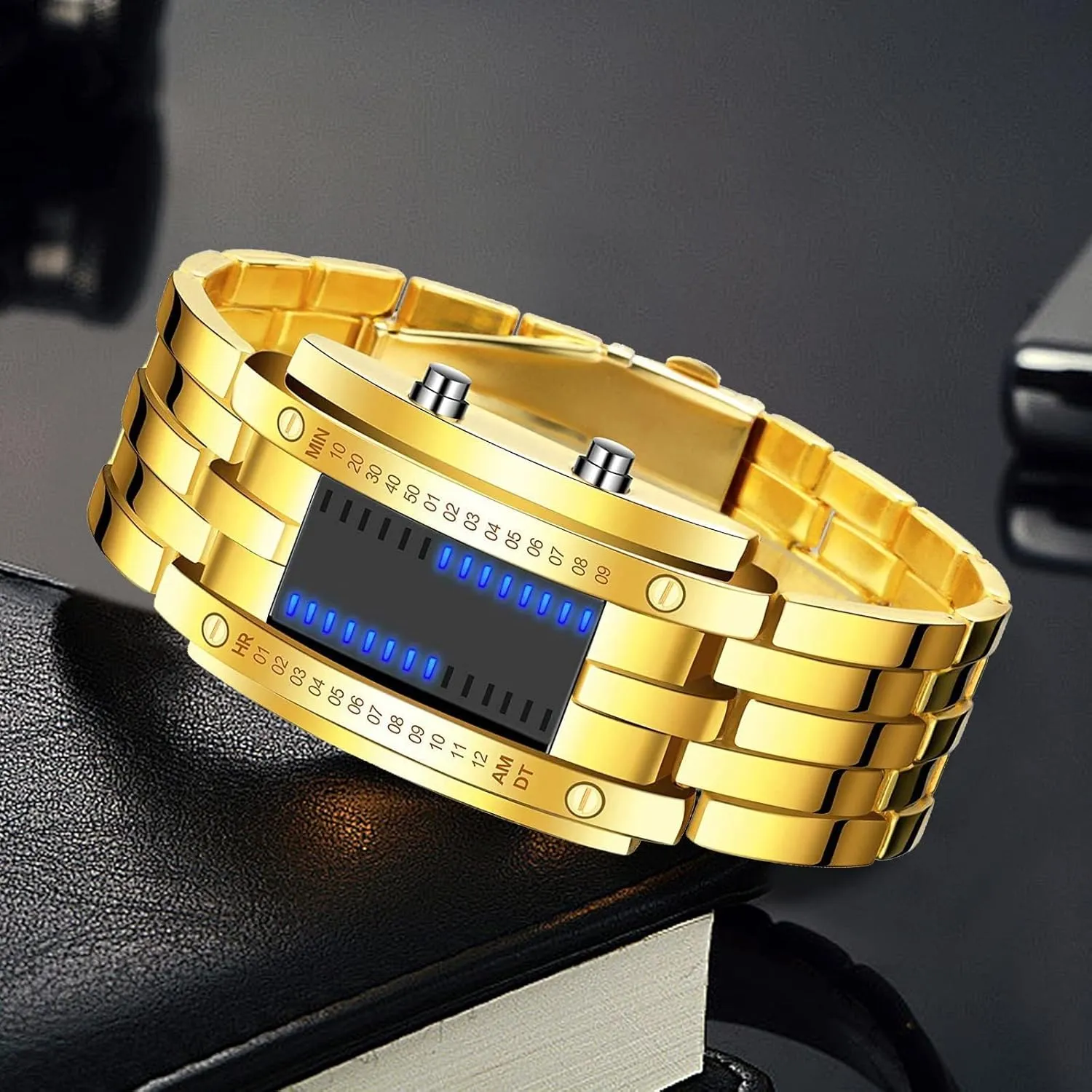 Steel Wrist Watch Mens Creative Binary Digital Watches Unique Matrix LED petition labyrinth tact admiration Watch Futuristic Cool Stainless 