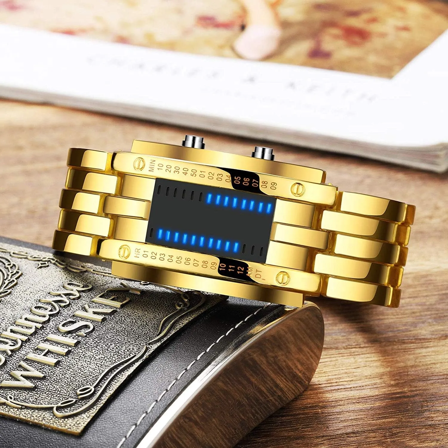 Steel Wrist Watch Mens Creative Binary Digital Watches Unique Matrix LED petition labyrinth tact admiration Watch Futuristic Cool Stainless 