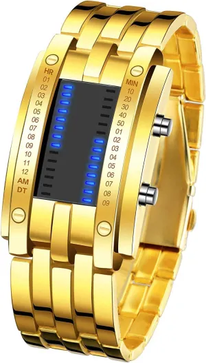 Steel Wrist Watch Mens Creative Binary Digital Watches Unique Matrix LED petition labyrinth tact admiration Watch Futuristic Cool Stainless 