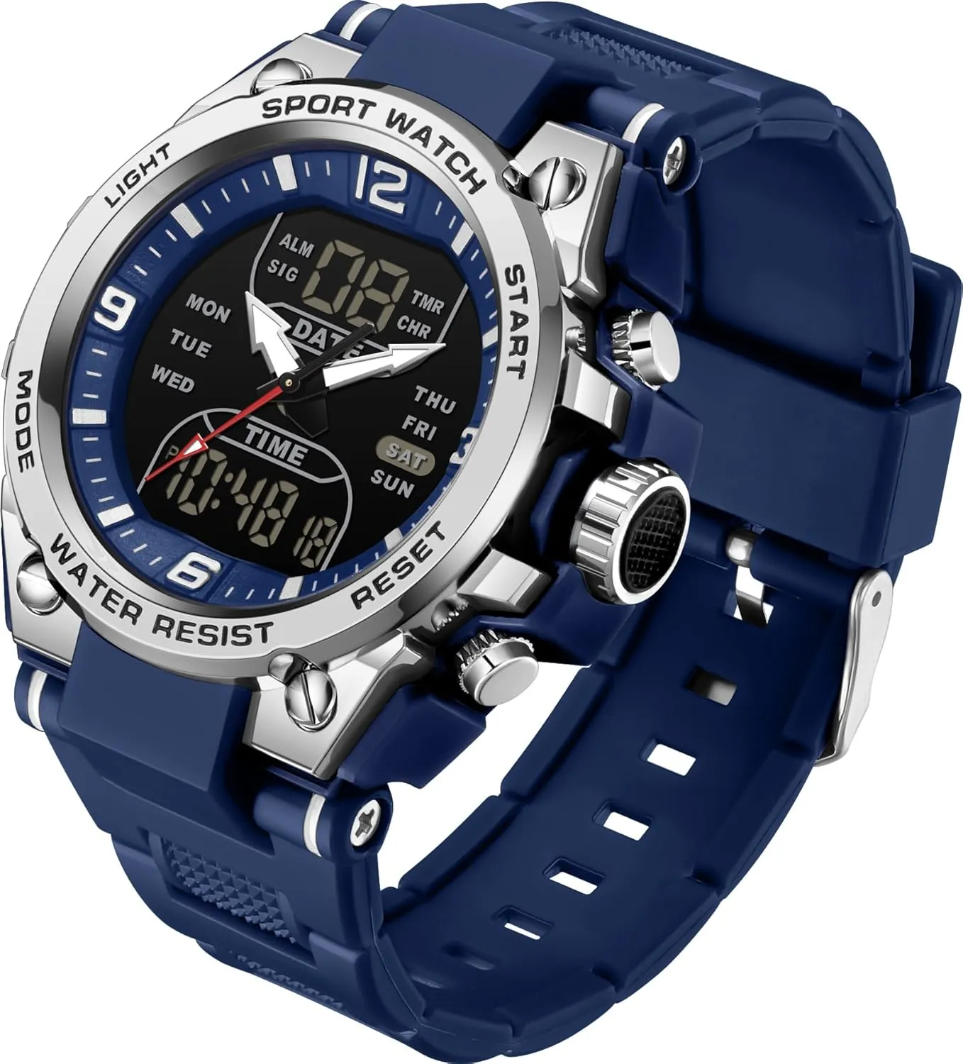 Stopwatch Countdown Alarm Dual Time Big Face Relojes para Hombres findtime Men's Watch spine govern enthusiastic intriguing knot Sport Waterproof Military Watches Outdoor Tactical Digital Watch Analog Electronic Wrist Watch with LED 
