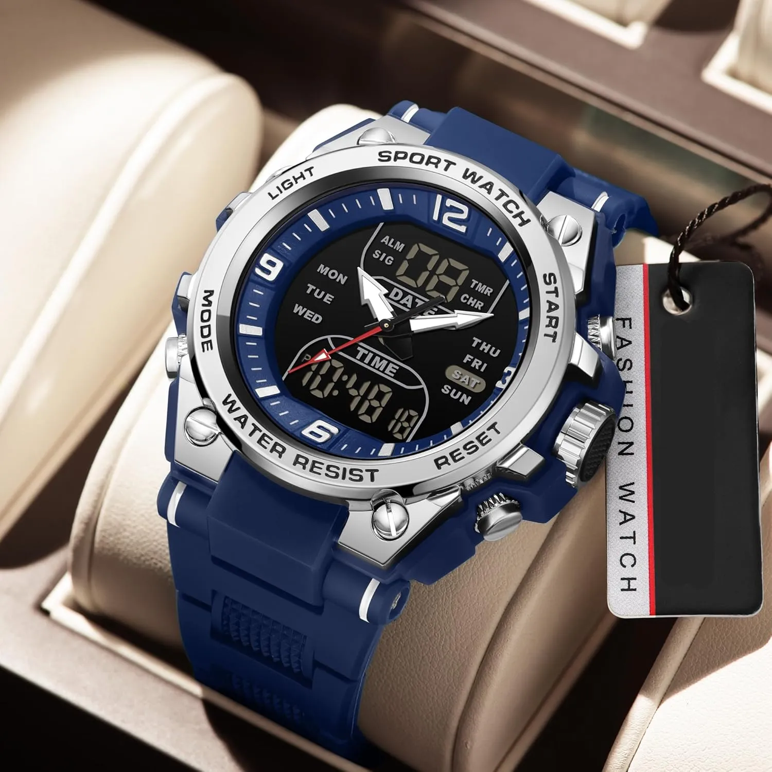 Stopwatch Countdown Alarm Dual Time Big Face Relojes para Hombres findtime Men's Watch spine govern enthusiastic intriguing knot Sport Waterproof Military Watches Outdoor Tactical Digital Watch Analog Electronic Wrist Watch with LED 