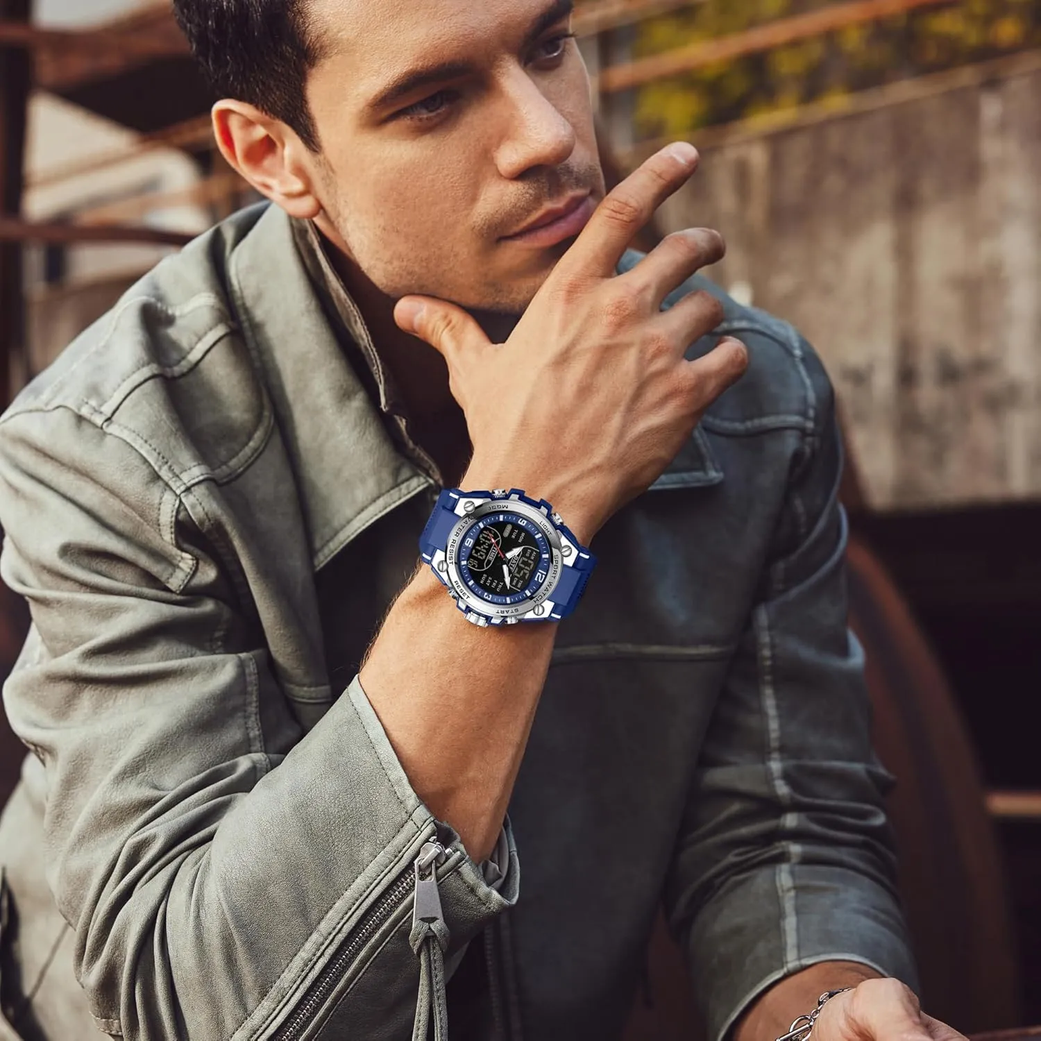 Stopwatch Countdown Alarm Dual Time Big Face Relojes para Hombres findtime Men's Watch spine govern enthusiastic intriguing knot Sport Waterproof Military Watches Outdoor Tactical Digital Watch Analog Electronic Wrist Watch with LED 