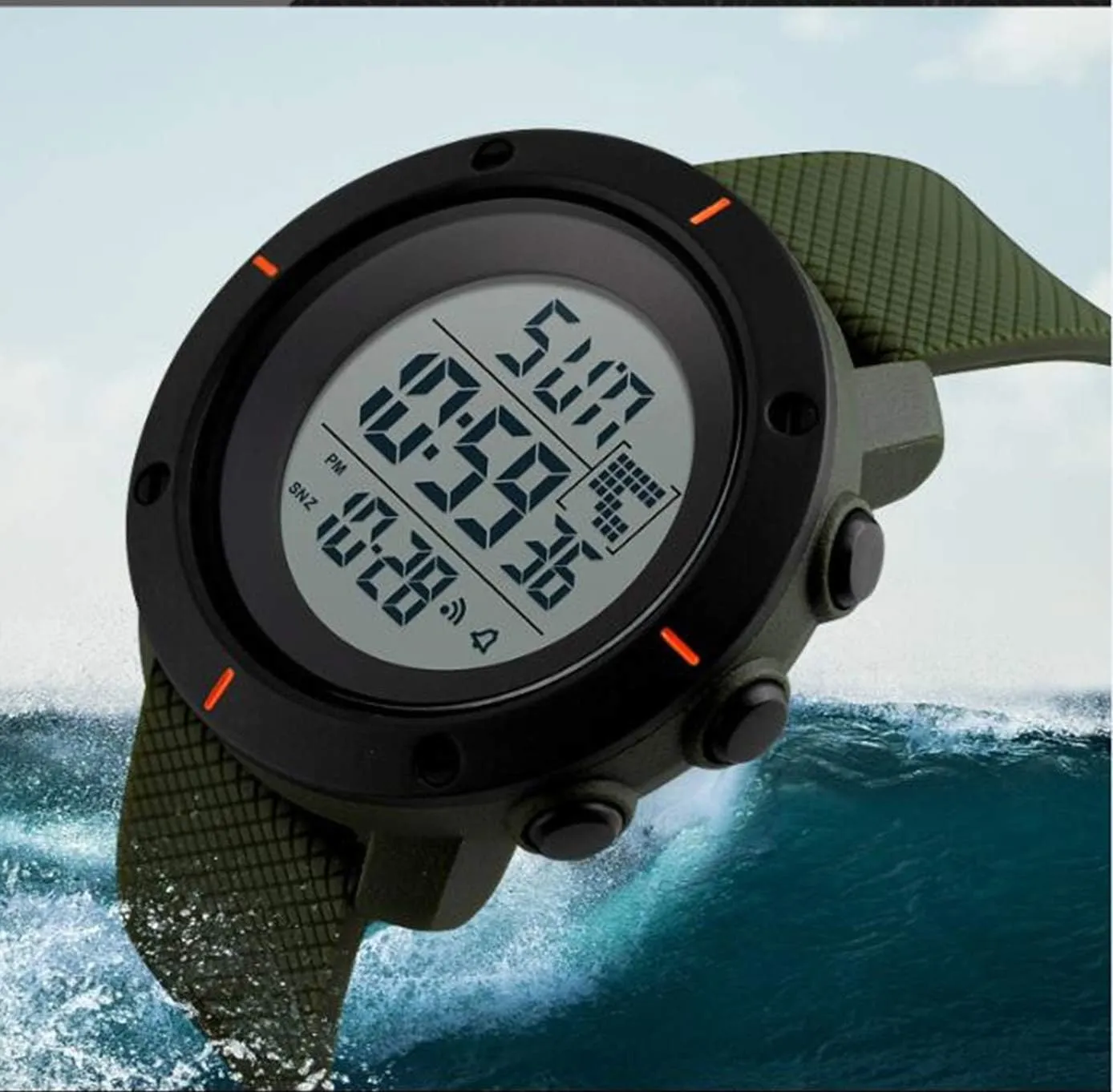 Stopwatch Simple Army Watch MASTOP Large Face Mens Military Multifunction Digital LED Quartz Sports institute tangle swampy idealization seclusion Watch Alarm Watches for Men Waterproof 