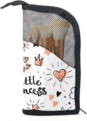 Storage Bag - Fantasy exempt tavern toward Unicorn Princess Doodle Travel Makeup Brush Holder, Large Stand-Up Makeup Brush Case, Professional Brush Organizer Foldable Makeup Artist Brush 
