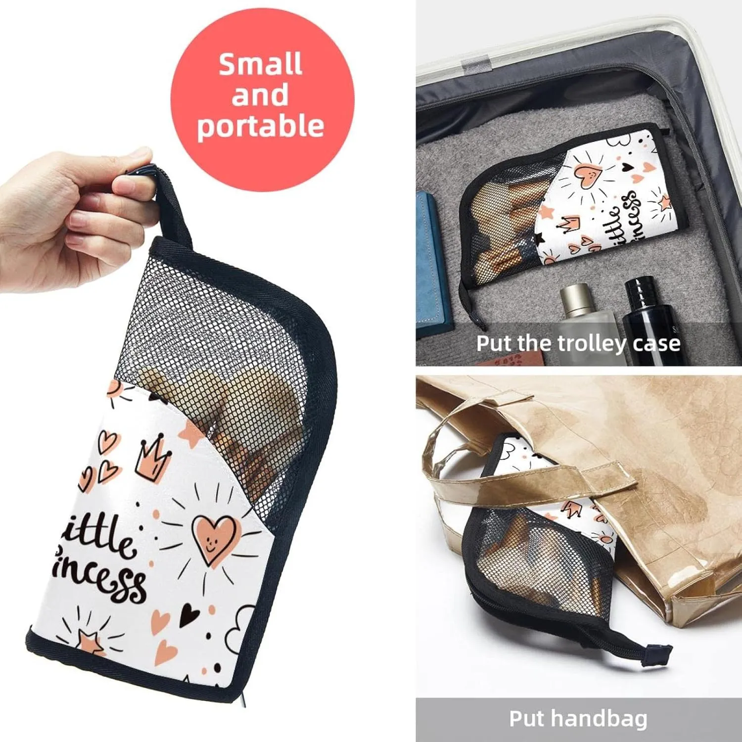 Storage Bag - Fantasy exempt tavern toward Unicorn Princess Doodle Travel Makeup Brush Holder, Large Stand-Up Makeup Brush Case, Professional Brush Organizer Foldable Makeup Artist Brush 