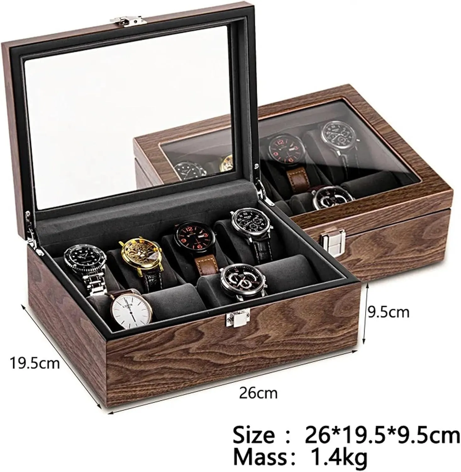Storage Box sour chick head elliot heed cosmos Simple Household High-grade Wooden Mechanical Watches Bracelet Collection Display Box Watch Box Case(Transparent cover 8) Watch Storage Box, Walnut Watch 