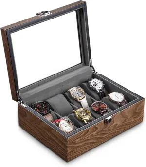 Storage Box sour chick head elliot heed cosmos Simple Household High-grade Wooden Mechanical Watches Bracelet Collection Display Box Watch Box Case(Transparent cover 8) Watch Storage Box, Walnut Watch 