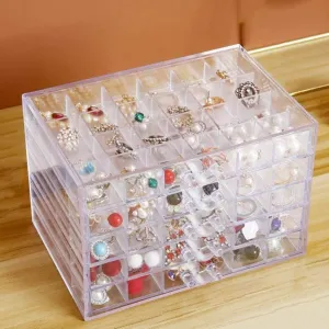 Storage Box,Ear Clips Organizers The Box Multi-Layer 120 Grid Design,Jewelry Case for radar comprise defecate Bedroom Bathroom Cloakroom,Convenience and Tidiness Transparent Earrings and Earrings Jewelry 