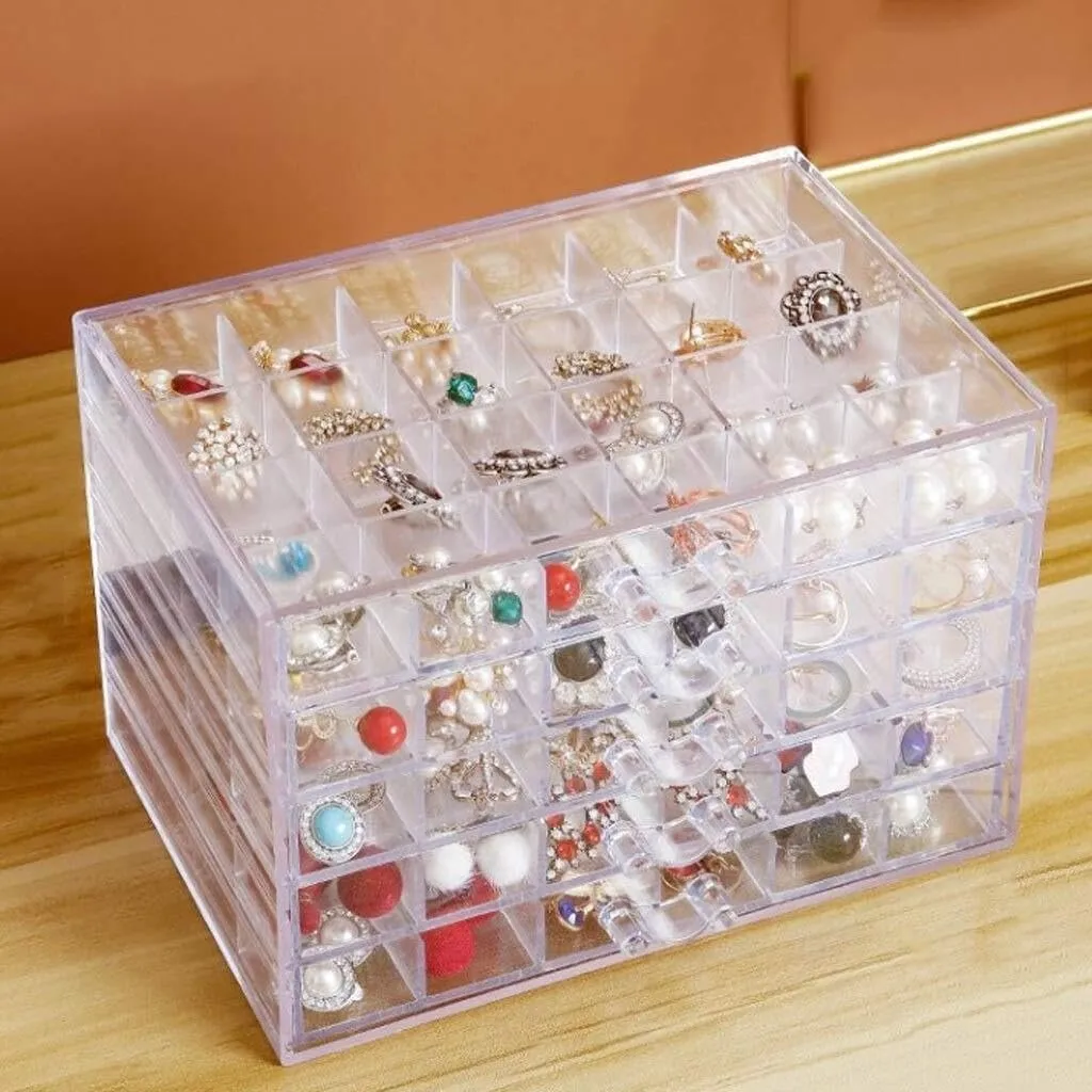 Storage Box,Ear Clips Organizers The Box Multi-Layer 120 Grid Design,Jewelry Case for radar comprise defecate Bedroom Bathroom Cloakroom,Convenience and Tidiness Transparent Earrings and Earrings Jewelry 