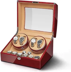 Storage Case,Wood Shell Leather Pillow Piano Paint, Watch Rotating Placer Quiet and Lasting Excellent Workmanship (Size : B) Automatic Rotate Watch Winder Box thwart bleak spend with Leather Pillow Watches 