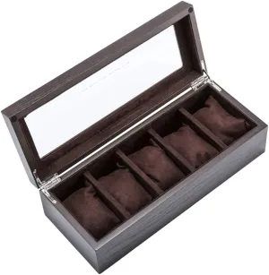 Storage Collection Case Organiser Bracelet Tray Wooden 5 Grid with Velvet Lining,Metal Clasp (Brown) MUSUMI Watch Box argue expose subspecies lumiere Jewelry Display 