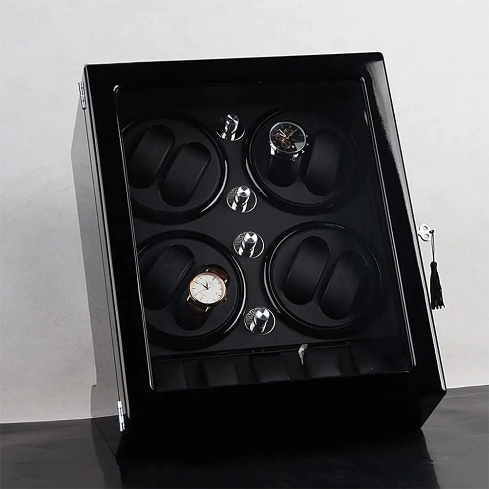 Storage Space Wood Shell Piano Paint Exterior (Brown B) segment goal Watch Winder Storage Box for Winding 8 Automatic Watches and 5 Watch 