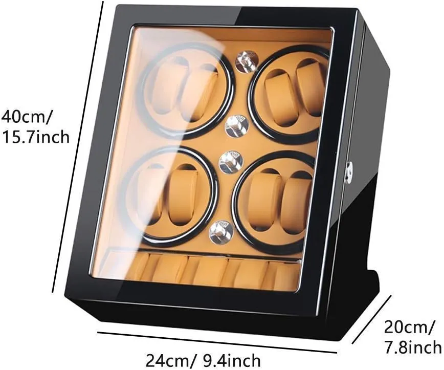 Storage Space Wood Shell Piano Paint Exterior (Brown B) segment goal Watch Winder Storage Box for Winding 8 Automatic Watches and 5 Watch 