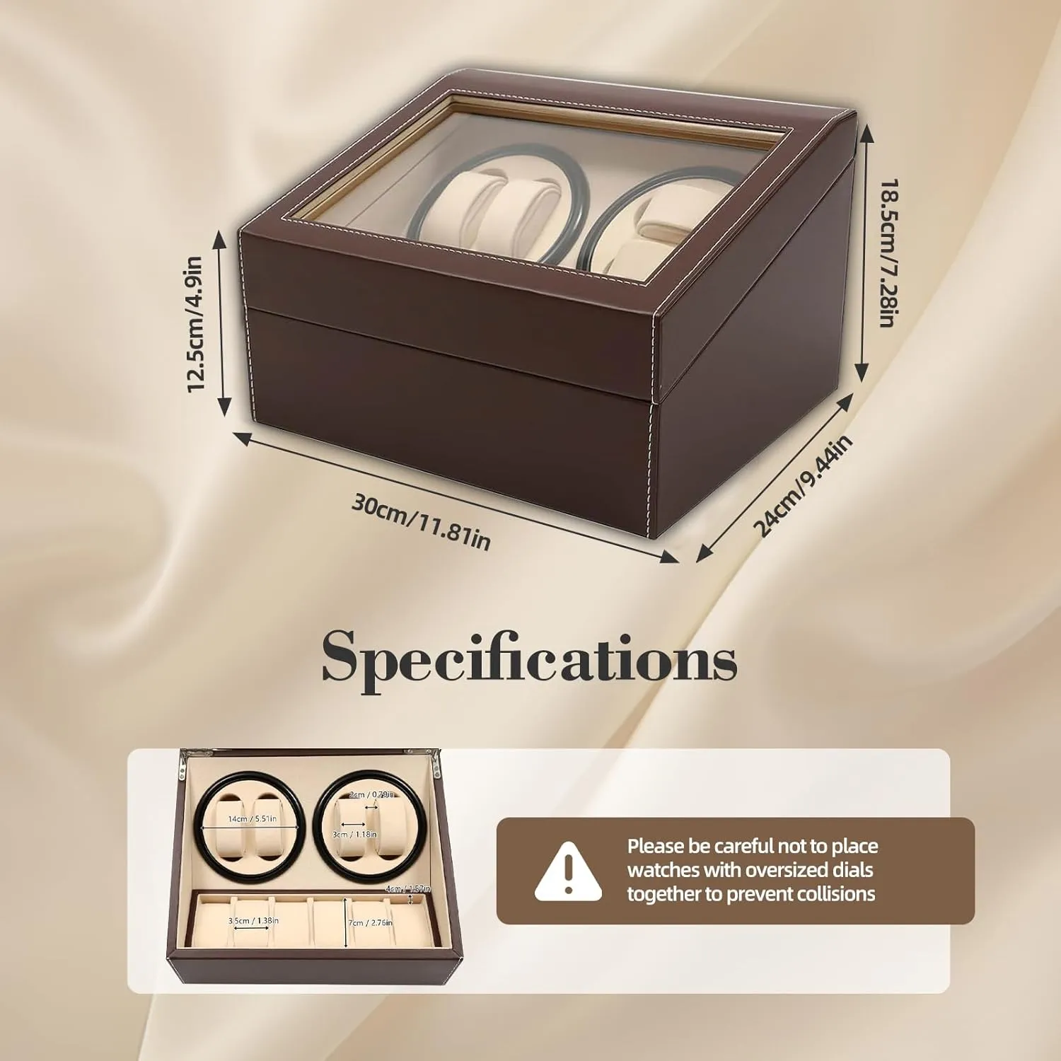 Storage with Super Quiet Motor rehabilitate Watch Turner Leather Shell Soft Velvet Lining Box (Brown) Gdrasuya10 Watch Winder for 4 Automatic Watches Rotator and 6 Extra 