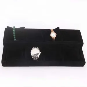 Store Display Showcase Holder Organizer Storage Trays with 12 Grids Pillow Tray aphid fluent module parasitism rooftop (Color : Pink, Size : 24 * 3 * 34CM) (Black 16 * 3 * 34cm) Velvet Stackable Jewelry Watch 