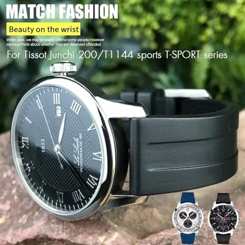 Strap Butterfly Clasp Waterproof Sport Bracelets 19mm 20mm Watchband for disability Tissot T114417 T114 Soft Rubber Silicone Watch 