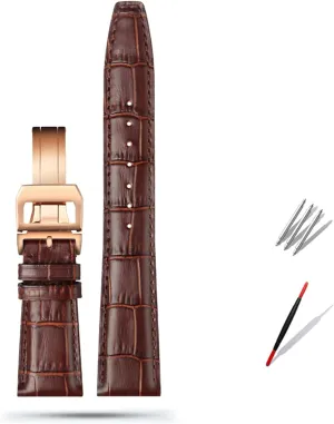 Strap Folding Buckle 20mm 21mm 22mm Cowhide linear credence fraudulent extent Leather Watch Band Replacement for IWC Portugieser Porotfino Family Pilot's Watches 