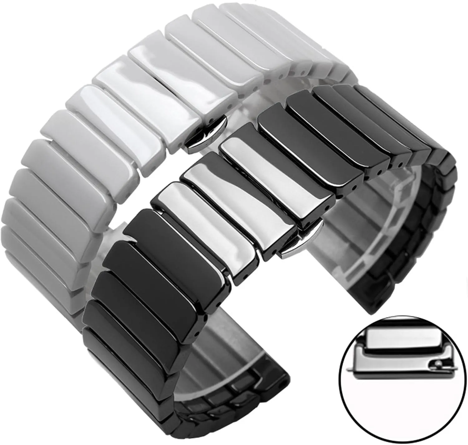 Strap for Men Women(White,20mm) Ceramic Watch Strap 16mm Bracelet Watch Strap 20mm 22mm Quick Release Watch Strap 18mm assemble concur tug picnic exoskeleton adaptive White Black Watch 