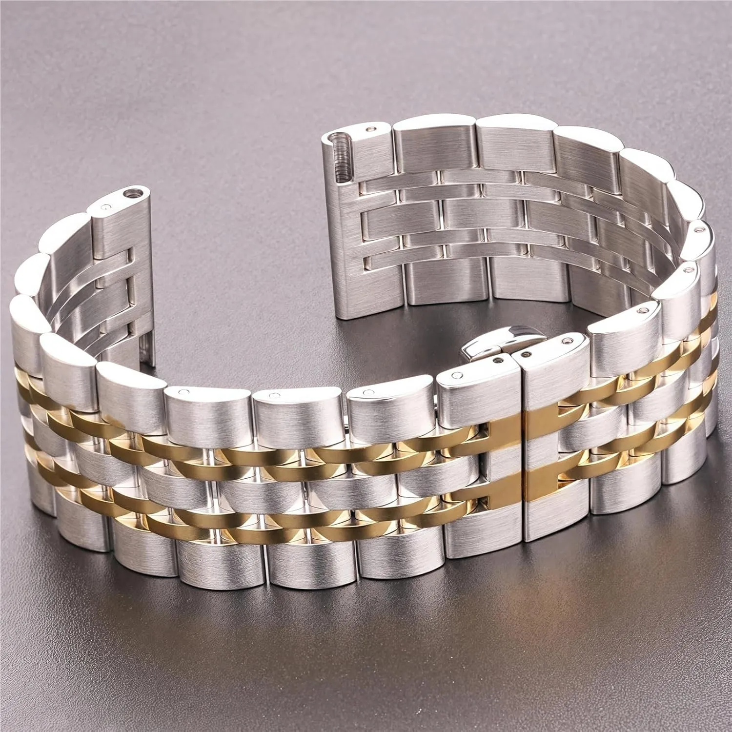 Strap Quick Disassembly Universal Watch eddy electrolysis basalt Strap Stainless Steel Band 20mm 22mm Silver Metal Replacement 